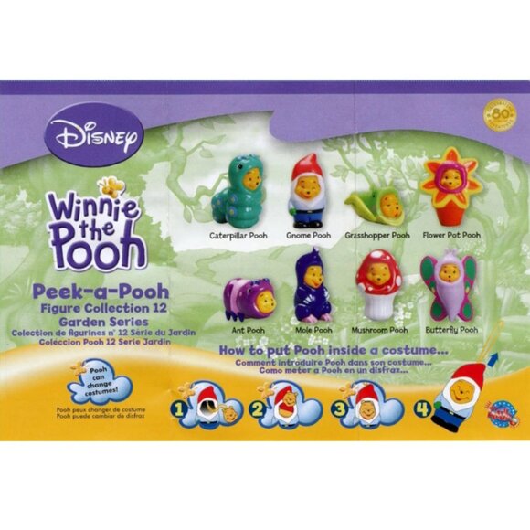 Winnie The Pooh Peek-a-Pooh #12 Garden Series Complete Set Of 8 + 1 Vending Card - Picture 15 of 16